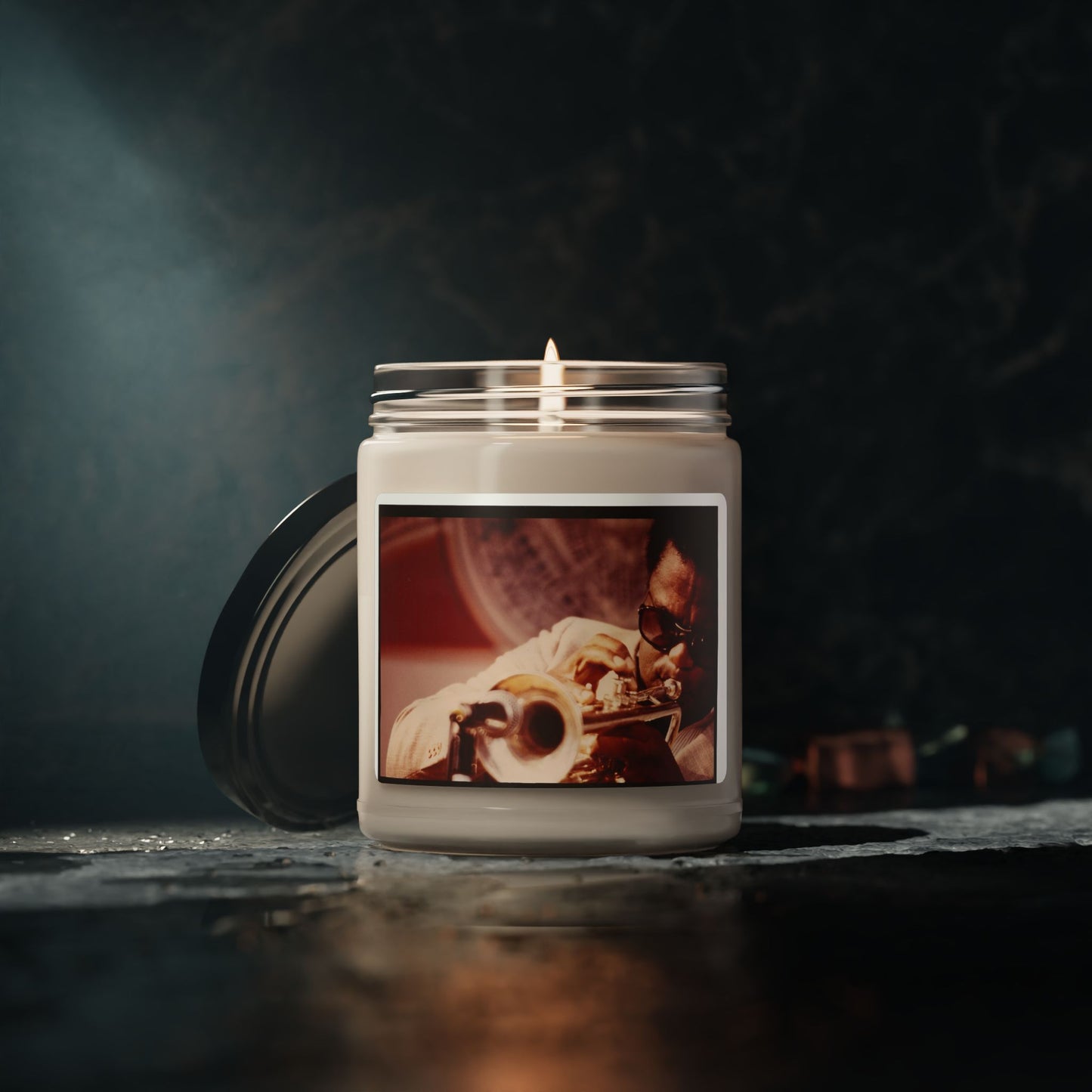 Soy Candle — Jazz Trumpet Vintage Photo Scented Jar (9oz)