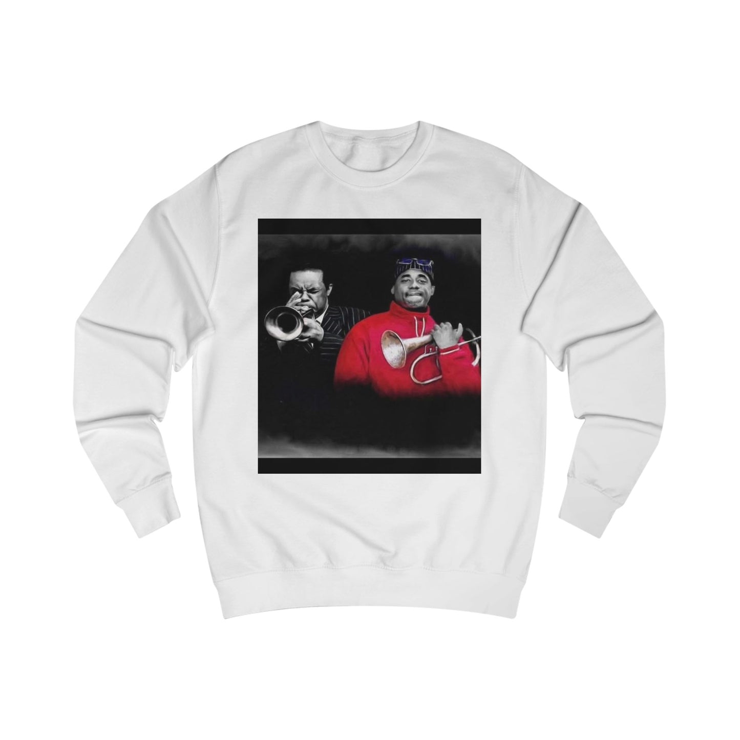 Jazz Legend And Son Trumpet Sweatshirt — Vintage Musician Portrait Crewneck