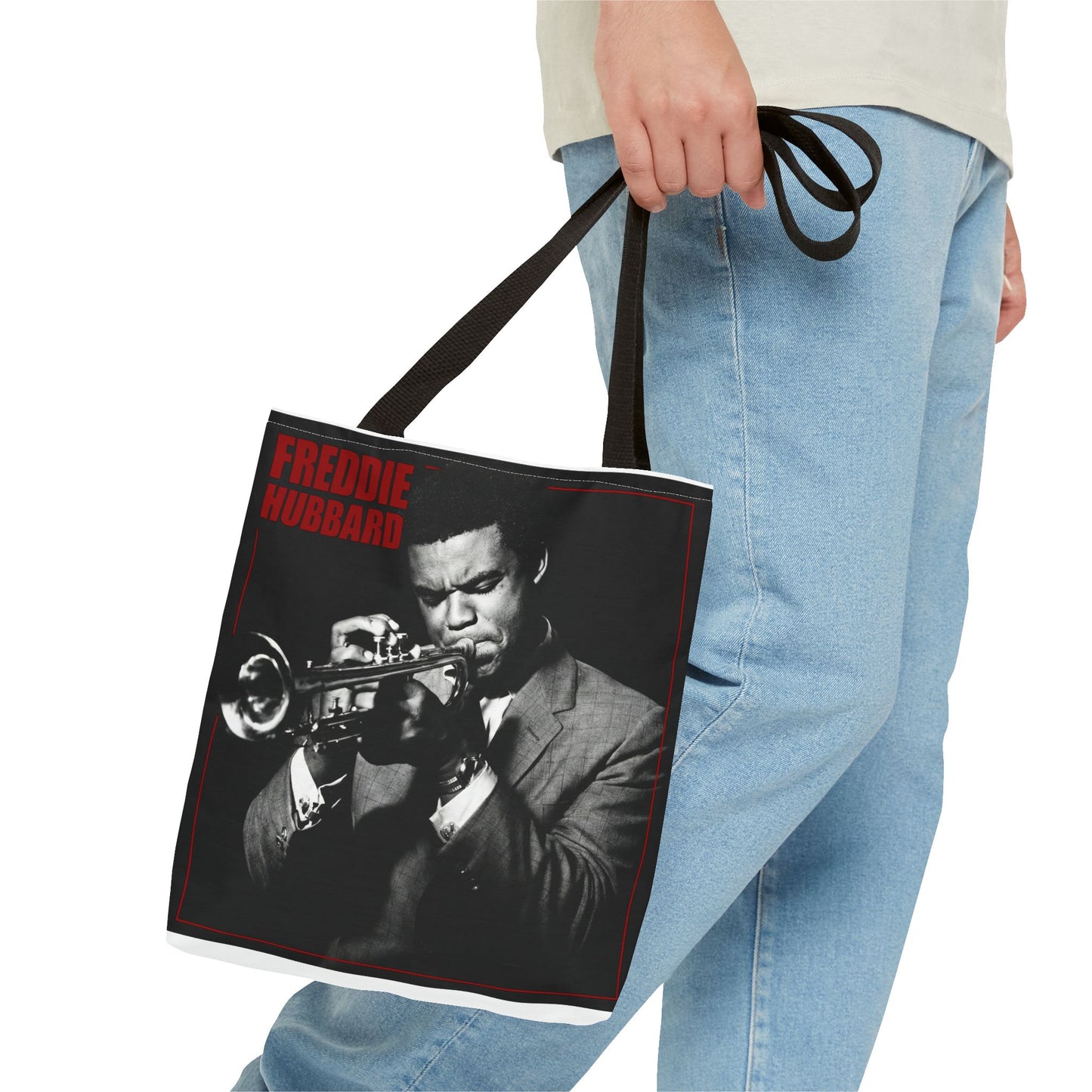 Vintage Freddie Hubbard Tote Bag — Black & White Music Portrait