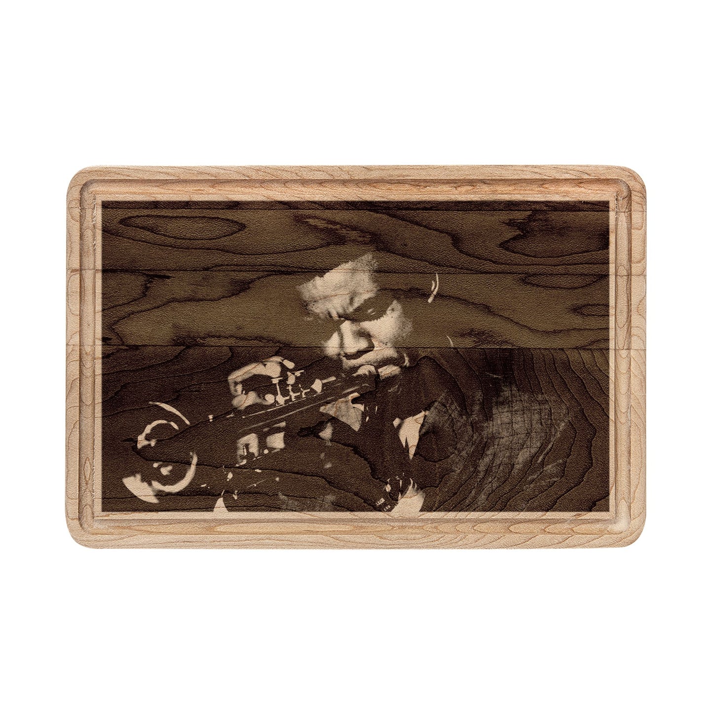 Engraved Jazz Musician Wooden Cutting Board — Decorative Charcuterie & Serving Board