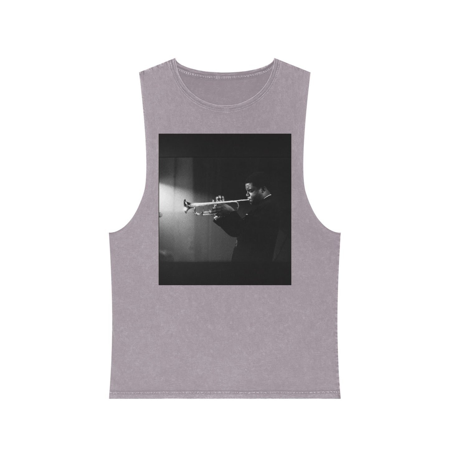 Vintage Jazz Trumpet Photo Tank Top — Retro Musician Stonewash Tee