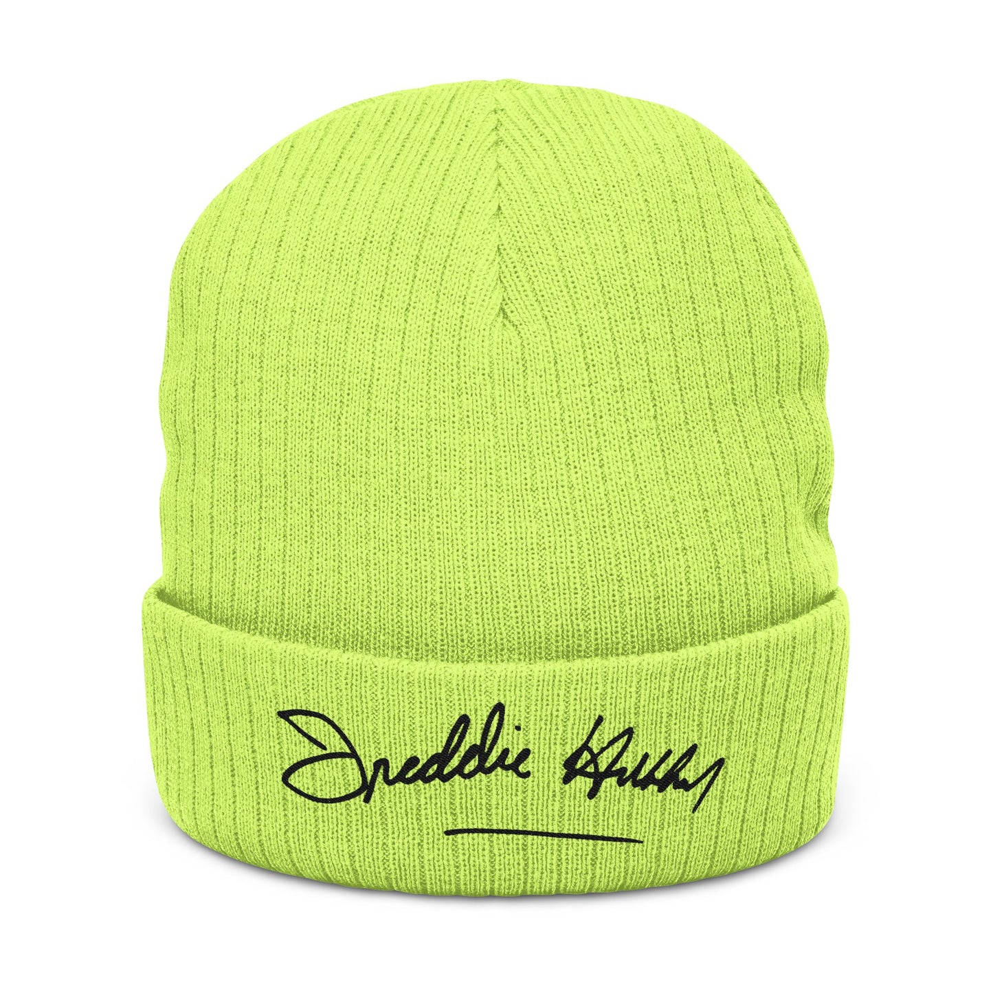 Embroidered Freddie Hubbard Signature Ribbed Beanie – Cozy Knit Winter Hat