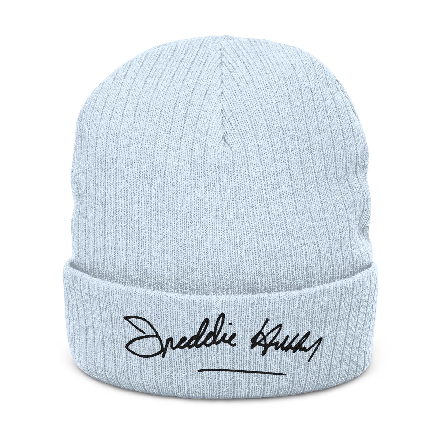 Embroidered Freddie Hubbard Signature Ribbed Beanie – Cozy Knit Winter Hat
