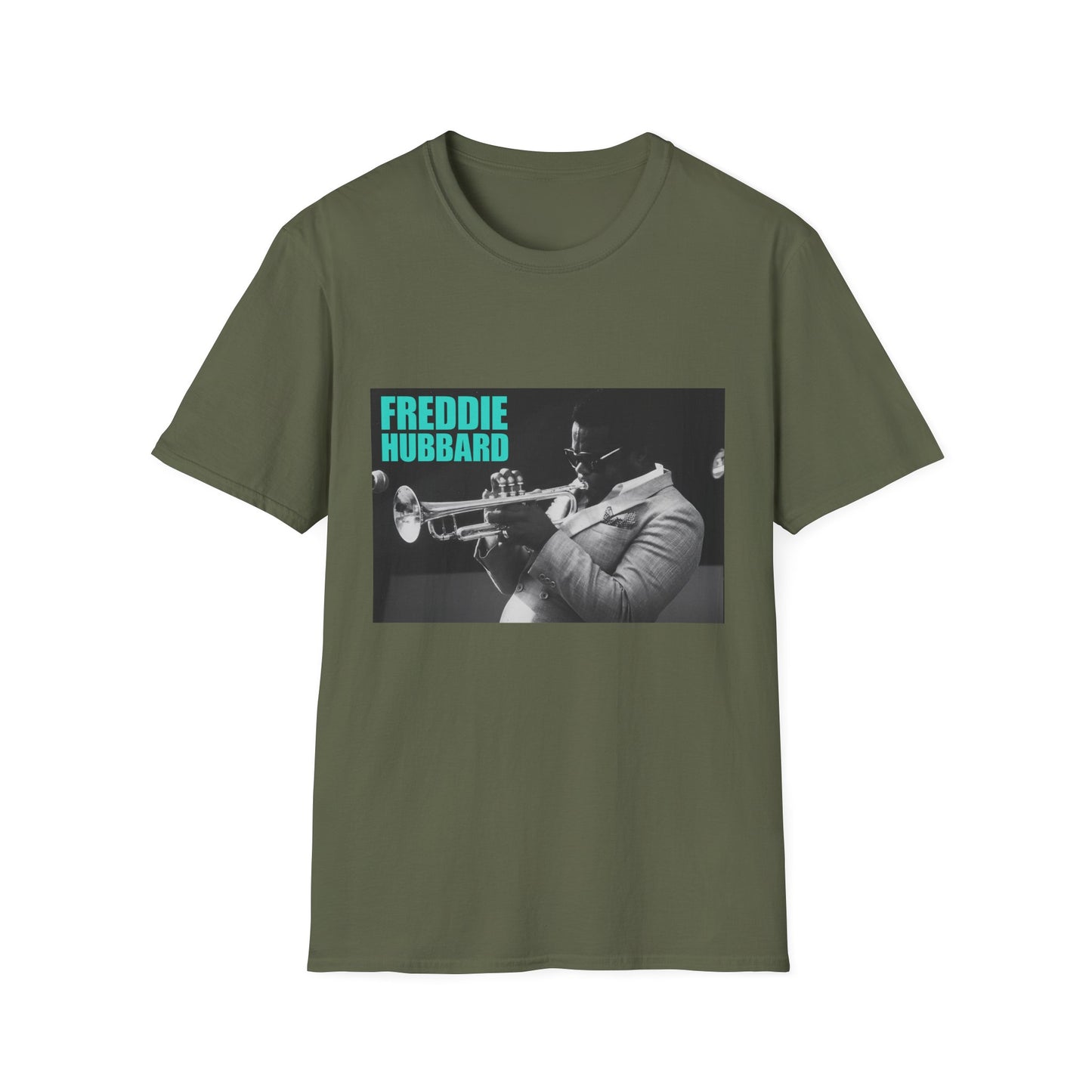 Freddie Hubbard Jazz Trumpet T-Shirt — Vintage Black & Teal Music Tee