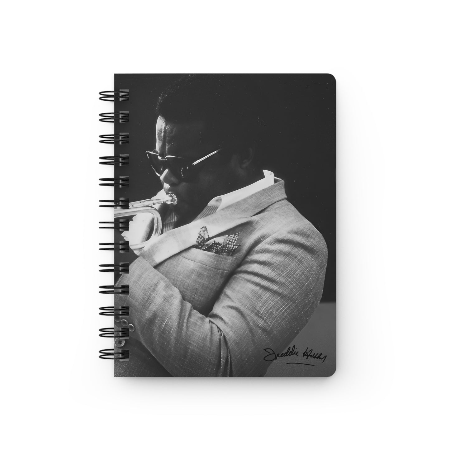 Freddie Hubbard Jazz Trumpet Spiral Journal — Vintage Black & White Music Notebook