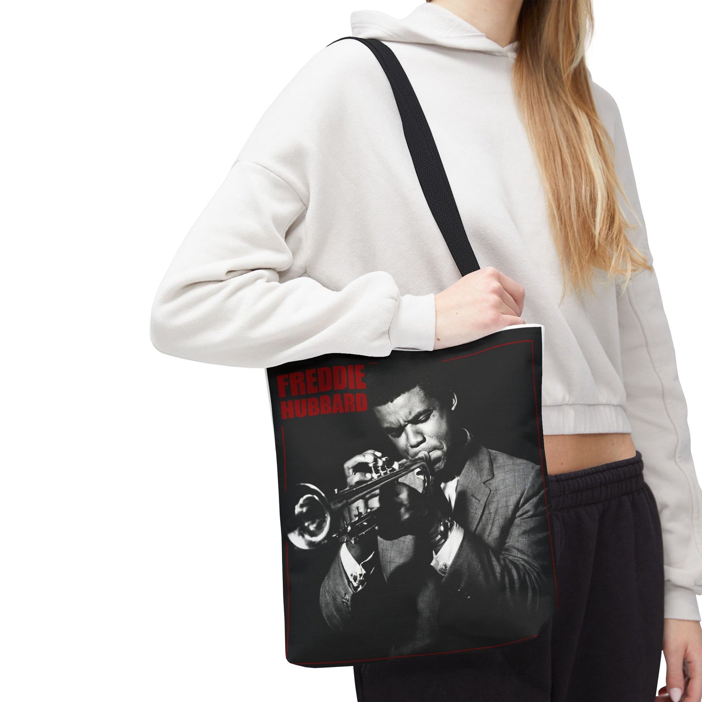 Vintage Freddie Hubbard Tote Bag — Black & White Music Portrait