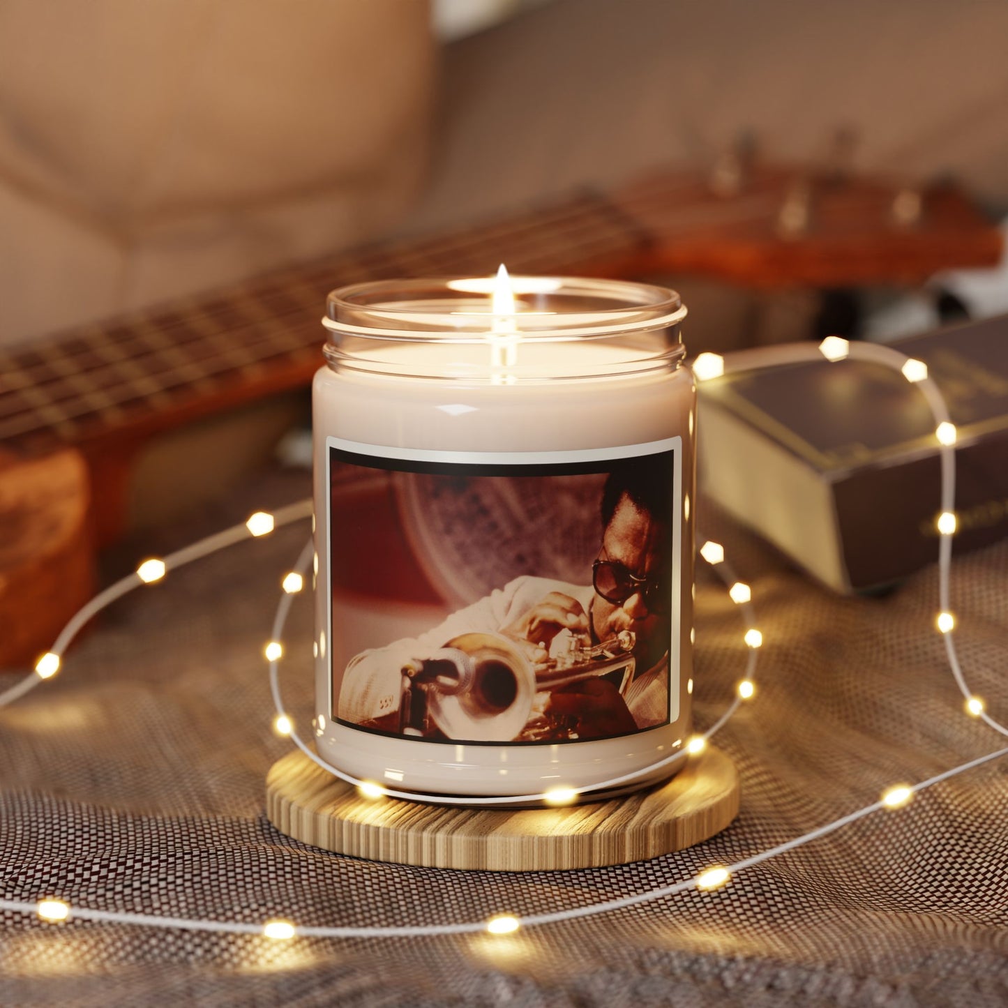 Soy Candle — Jazz Trumpet Vintage Photo Scented Jar (9oz)