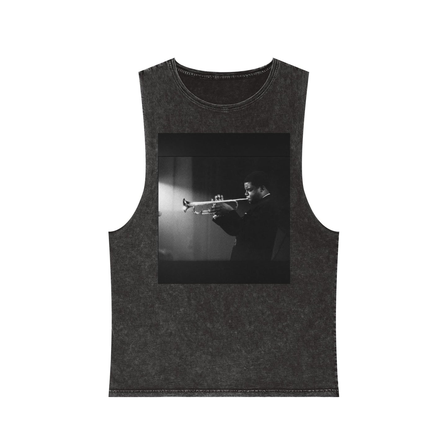 Vintage Jazz Trumpet Photo Tank Top — Retro Musician Stonewash Tee