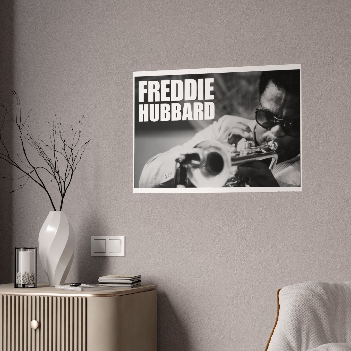 Freddie Hubbard Gloss Poster — Black & White Jazz Trumpet Wall Art