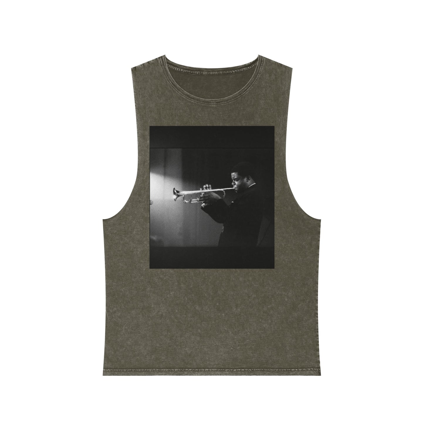Vintage Jazz Trumpet Photo Tank Top — Retro Musician Stonewash Tee