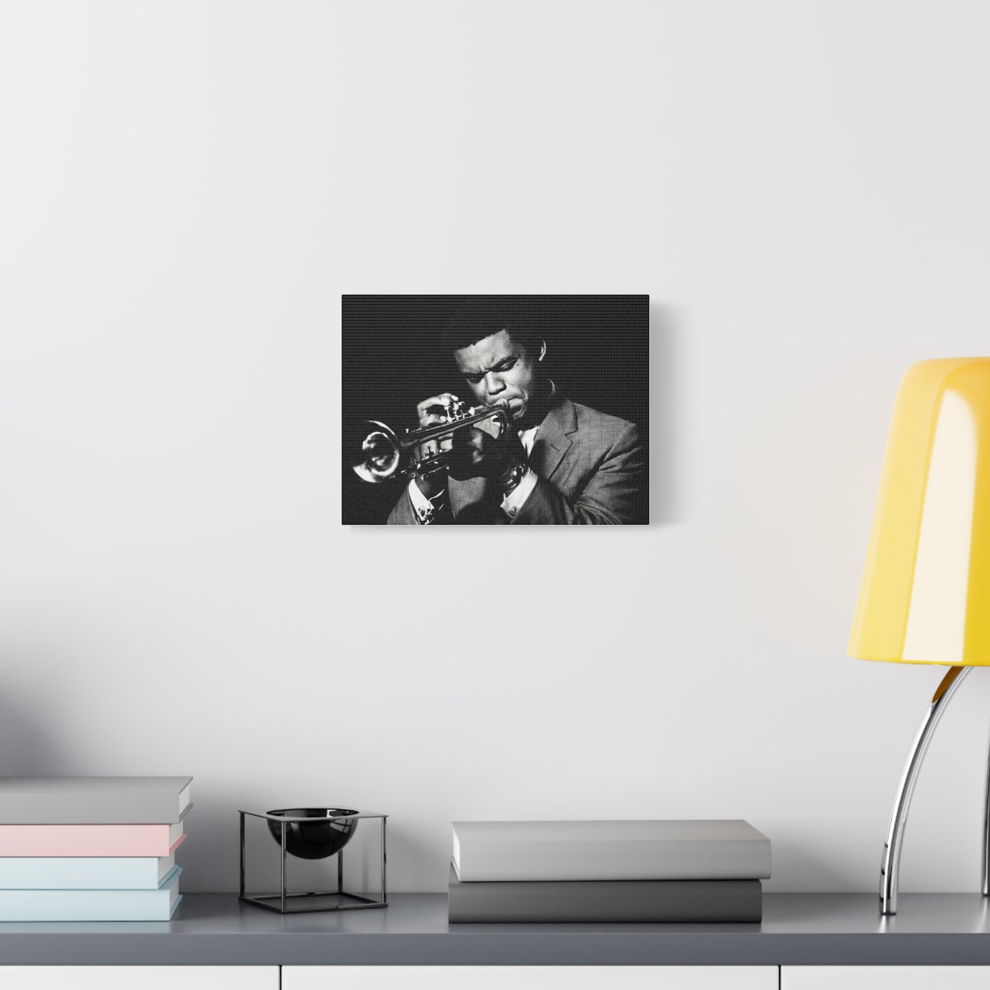 Black & White Jazz Trumpet Canvas Print - Vintage Music Wall Art