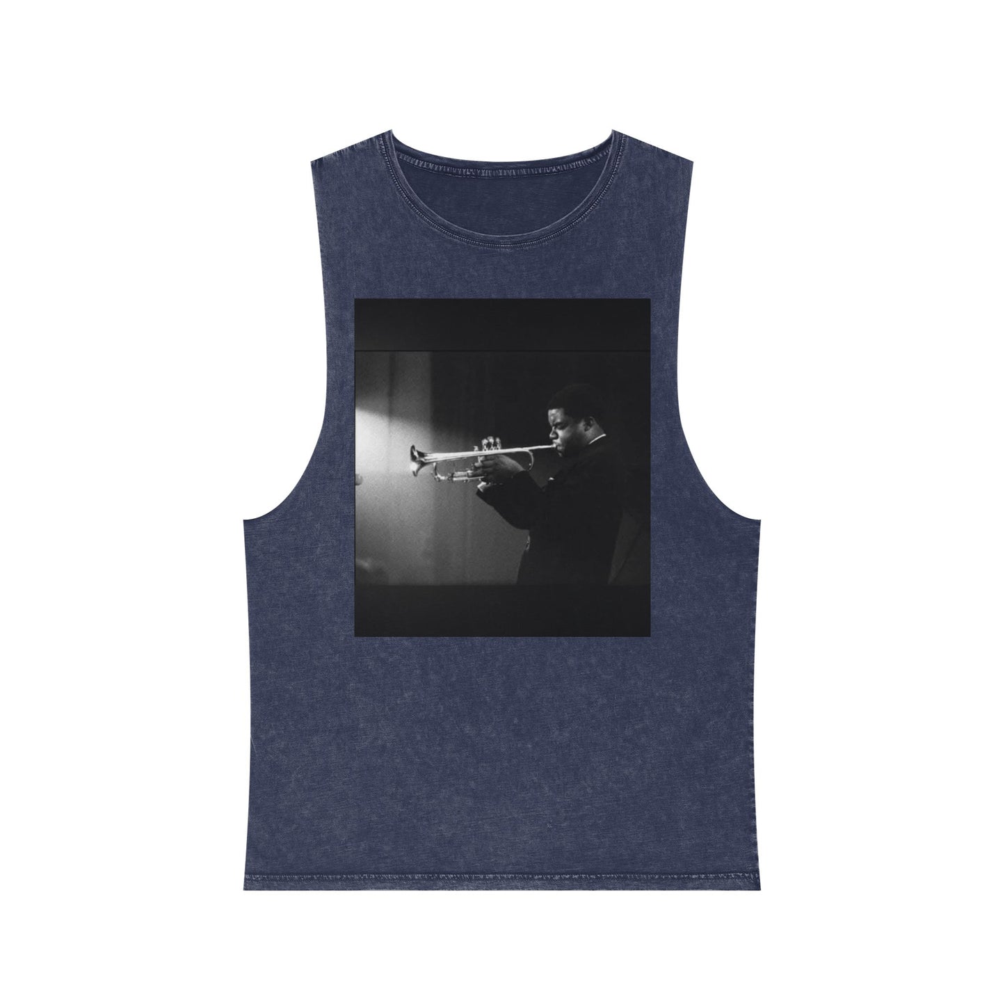 Vintage Jazz Trumpet Photo Tank Top — Retro Musician Stonewash Tee
