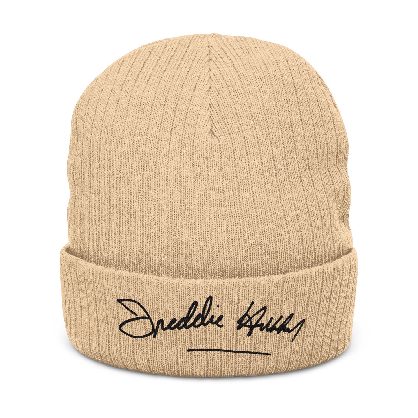 Embroidered Freddie Hubbard Signature Ribbed Beanie – Cozy Knit Winter Hat