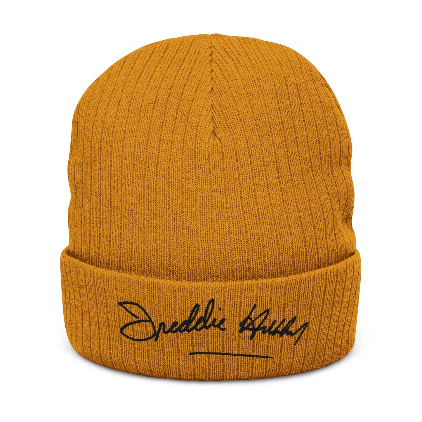 Embroidered Freddie Hubbard Signature Ribbed Beanie – Cozy Knit Winter Hat