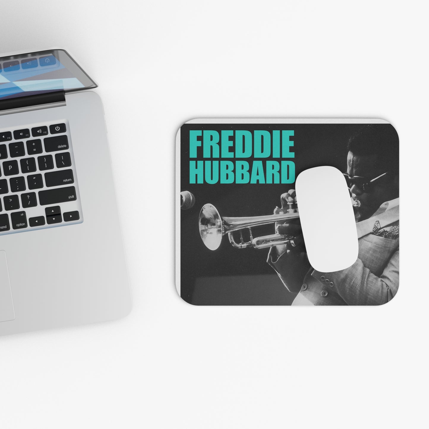 Freddie Hubbard Jazz Trumpet Mouse Pad — Vintage Musician Desk Mat