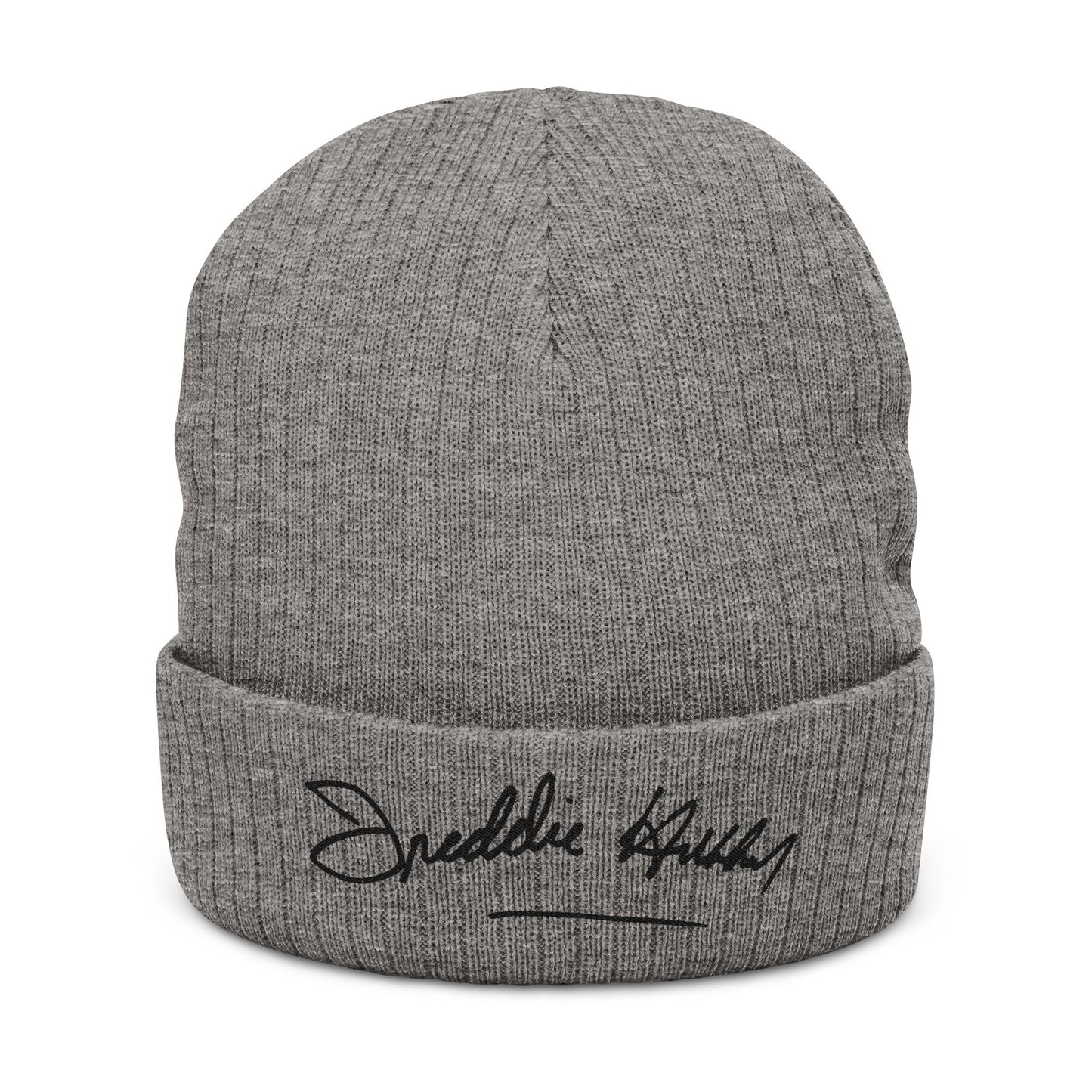 Embroidered Freddie Hubbard Signature Ribbed Beanie – Cozy Knit Winter Hat