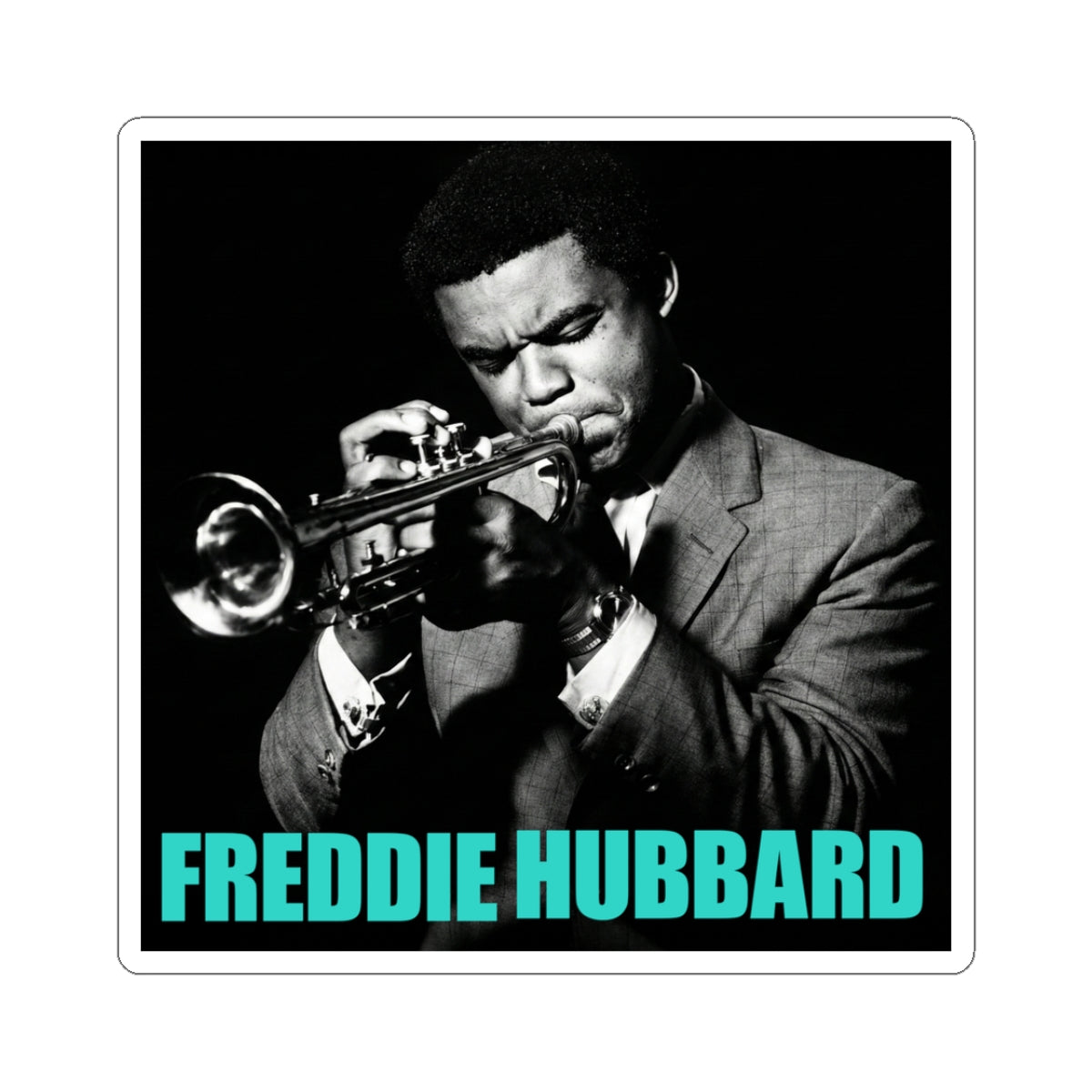 Freddie Hubbard Jazz Trumpet Sticker — Vintage Musician Portrait Kiss-Cut Sticker