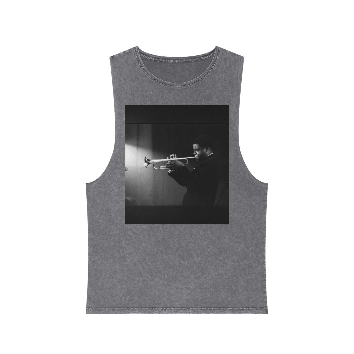 Vintage Jazz Trumpet Photo Tank Top — Retro Musician Stonewash Tee